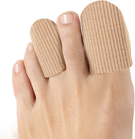 71eEirULg2L._AC_SX466_ Welnove 10Pack Toe Caps Closed Toe Surface Fabric Sleeve Protectors with Gel Lining, Prevent Pain Relief for Corns, Blisters and Ingrown Toenails (Size Large + Size Medium)